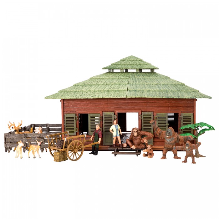 Игровые наборы Masai Mara Набор фигурок животных На ферме (ферма, олени, обезьяны, фермеры, инвентарь) набор домик ферма с фигурками животных дерево viga 51618