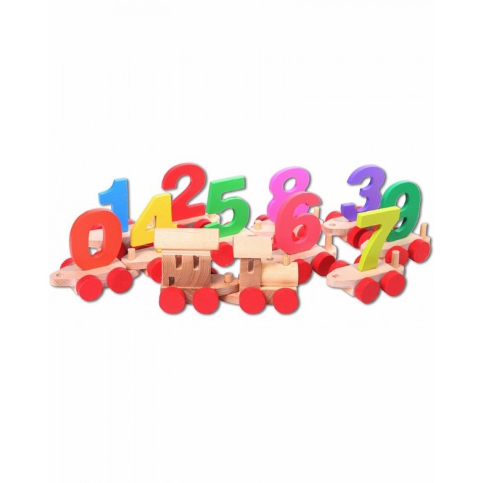 Деревянные игрушки Paremo паровозик с цифрами в деревянном ящике