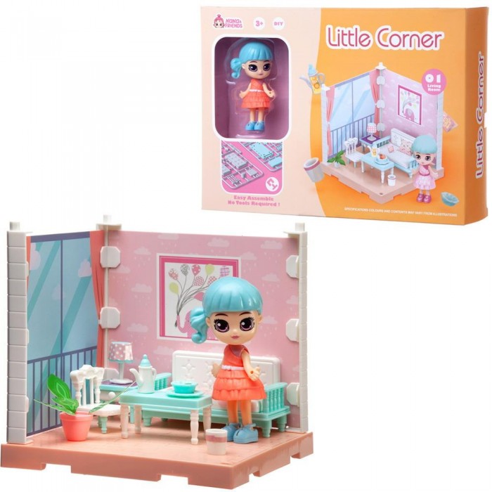 Кукольные домики и мебель ABtoys Модульный домик Собери сам Мини-кукла в гостиной с аксессуарами