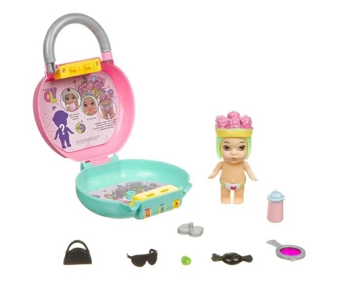 Bondibon Игровой набор OLY Кукла в чемоданчике на кодовом замке во фруктово-конфетной шапочке