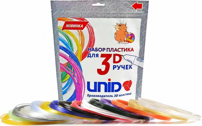 Unid Набор пластика для 3D ручки 15 цветов по 10 м Pro15F