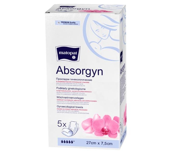 

Matopat Гинекологические прокладки Absorgyn стерильные 27x7.5 cм 5 шт., Гинекологические прокладки Absorgyn стерильные 27x7.5 cм 5 шт.