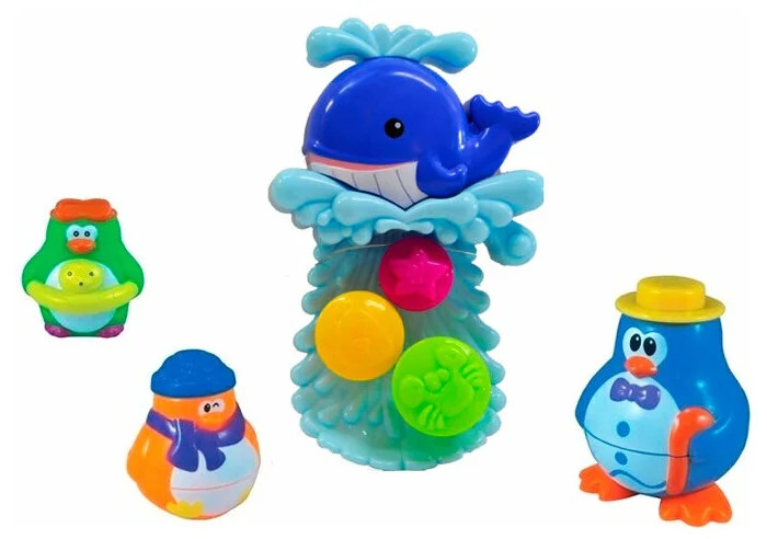 ABtoys Игрушки для ванной Веселое купание в наборе с аксессуарами (5 предметов) игрушки в наборе тм космической песок микс 3 а и формочка синий желтый красный 510 г