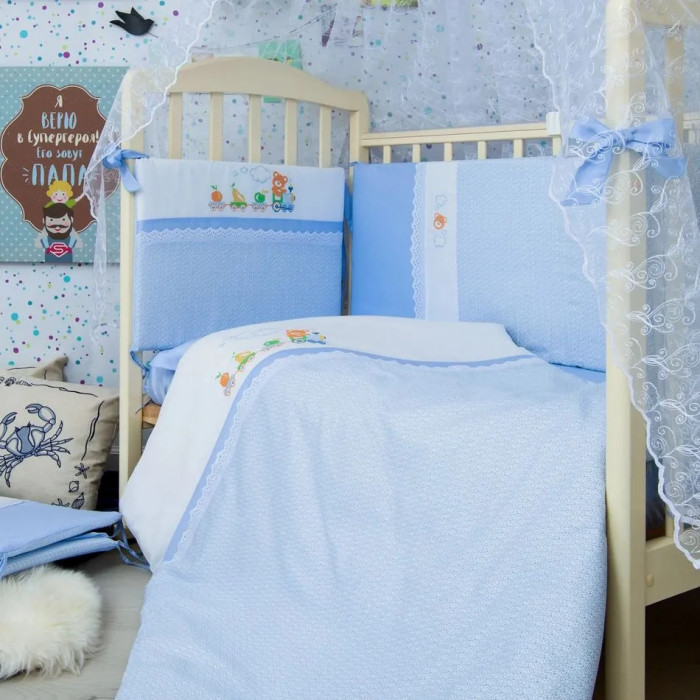 Комплекты в кроватку Сонный гномик Паровозик (7 предметов) сонный гномик комплект мишкин сон 7 предметов голубой