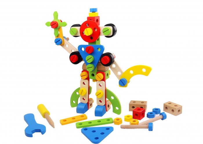 фото Деревянная игрушка tooky toy конструктор робот tkf013