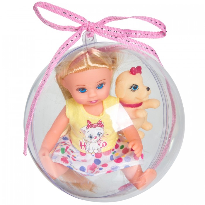 Куклы и одежда для кукол Bondibon Набор игровой куколка Oly 13 см с собачкой в прозрачном шаре ВВ3884 фото