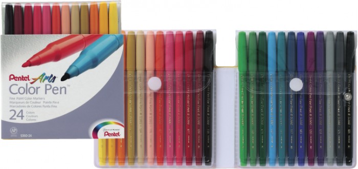 Фломастеры Pentel Color Pen 24 цвета watercolor pen flash gel pen painting color neutral fluorescent pen magic color two color promotional markers highlighters