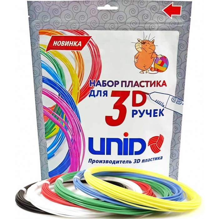 Unid Комплект пластика KID (pcl) для 3Д ручек -6 цветов