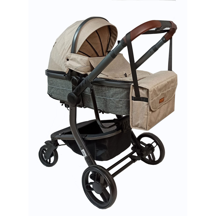 коляска для новорожденных трансформер 2 в 1 дождевик в комплекте 0 серый Коляски-трансформеры BellaBaby QB518A 2 в 1