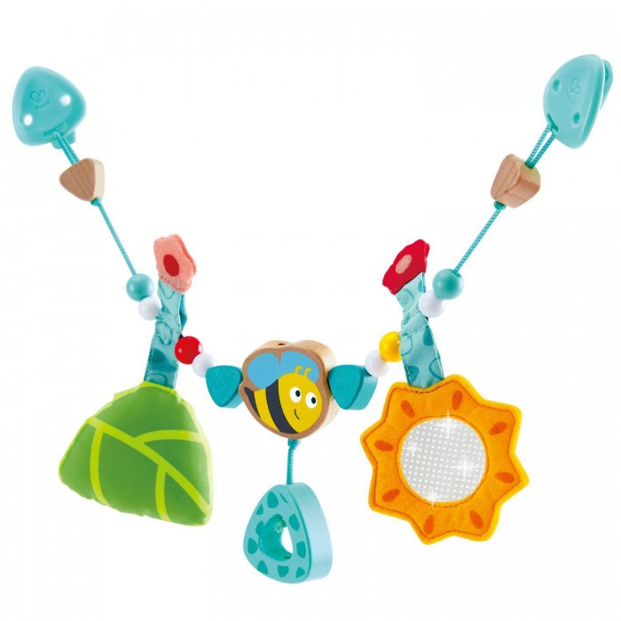 Подвесная игрушка Hape Цепочка для колясок с шмелем конструктор quercetti цепочка из животных 18 элементов