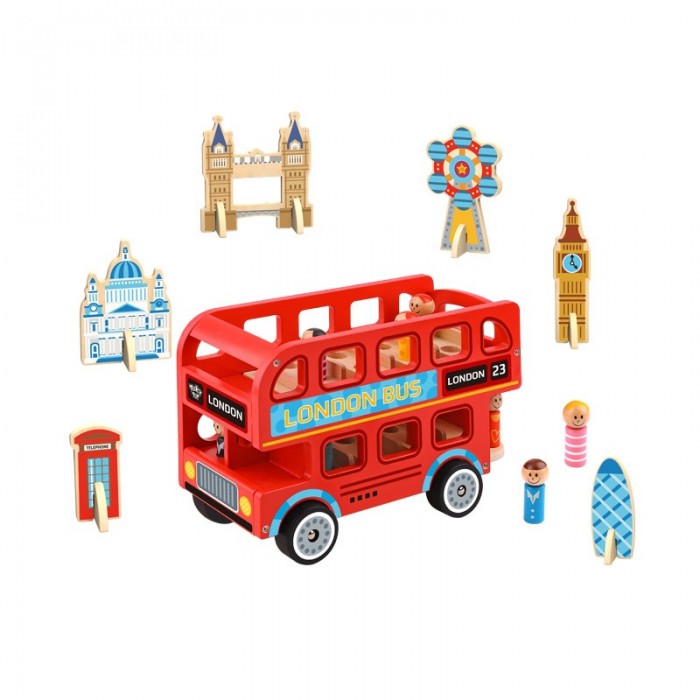 фото Деревянная игрушка tooky toy лондонский автобус tl152a
