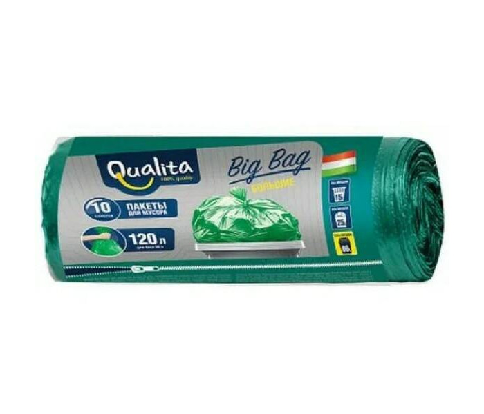

Qualita Мусорные пакеты большие Eco Life 120 л 10 шт., Мусорные пакеты большие Eco Life 120 л 10 шт.