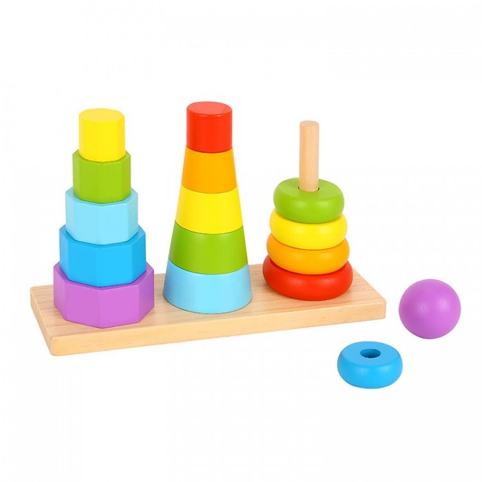 фото Деревянная игрушка tooky toy пирамидка формы