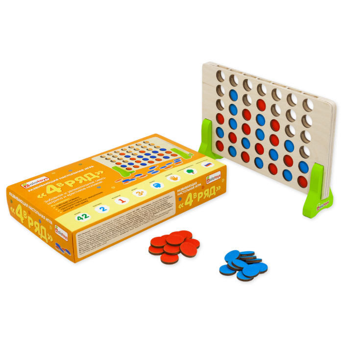 Деревянные игрушки ToysKit Настольная игра 4 в ряд деревянные игрушки beleduc настенный игровой элемент три в ряд