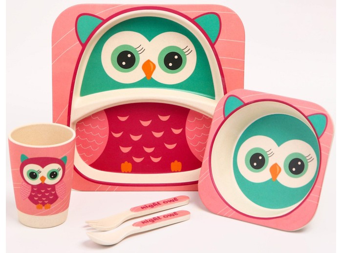 

Крошка Я Набор детской бамбуковой посуды Совушка (5 предметов), Набор детской бамбуковой посуды Совушка (5 предметов)