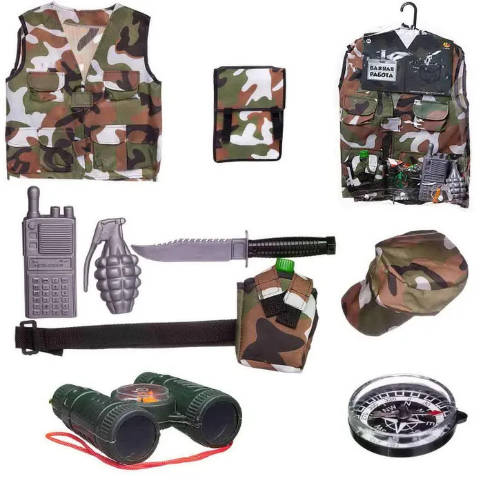 ABtoys Важная работа Форма военного с аксессуарами (10 предметов) ремень для костюма военного 90 см