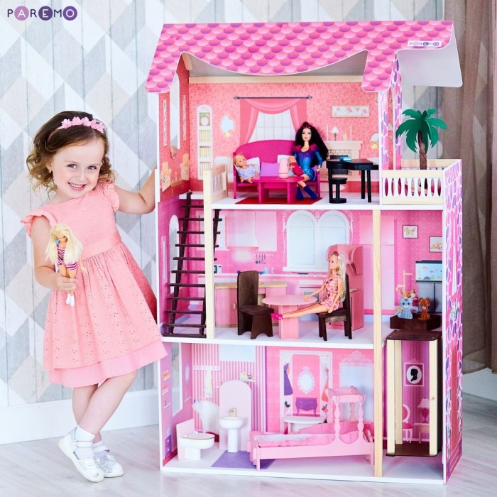 Кукольные домики и мебель Paremo Деревянный кукольный домик Монте-Роза с мебелью (19 предметов)