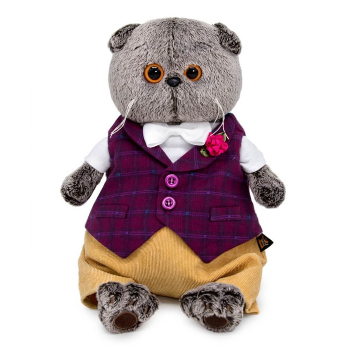 

Мягкая игрушка Budi Basa Басик в бордовом жилете с розочкой 25 см, Басик в бордовом жилете с розочкой 25 см