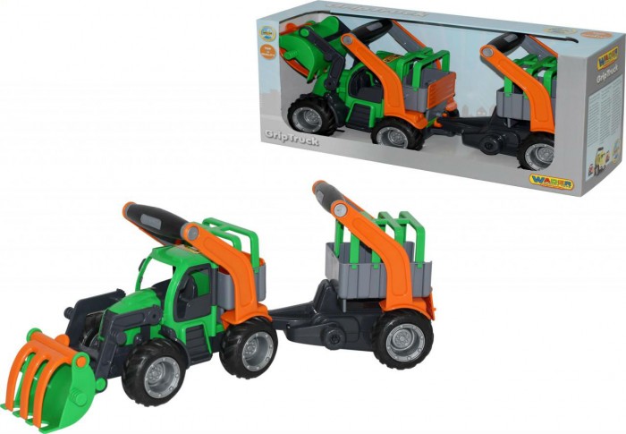 Машины Wader ГрипТрак трактор-погрузчик с полуприцепом для животных погрузчик wader гриптрак с полуприцепом 37411 44 см зеленый оранжевый