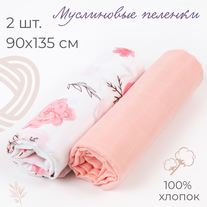 Пеленка Inlovery муслиновая детская 135х90 см 2 шт.