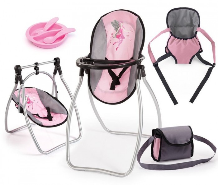 фото Bayer набор для кукол (стульчик, кенгурушка, сумка, посуда)
