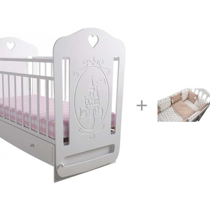 Детская кроватка Forest Принцесса маятник поперечный с комплектом в кроватку Dream - фото 1