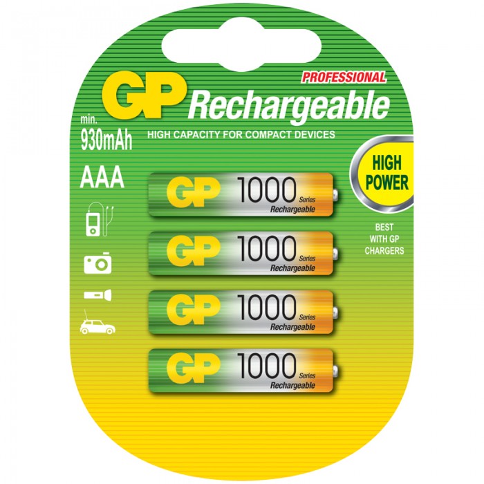 

GP Аккумулятор AAA (HR03) 1000mAh 4 шт., Аккумулятор AAA (HR03) 1000mAh 4 шт.