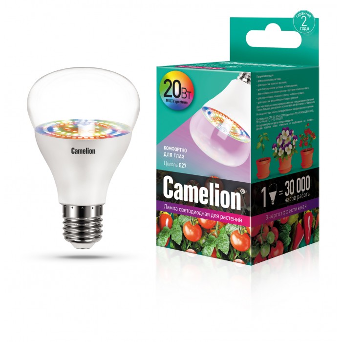Светильник Camelion LED лампа для растений LED20-PL/BIO/E27