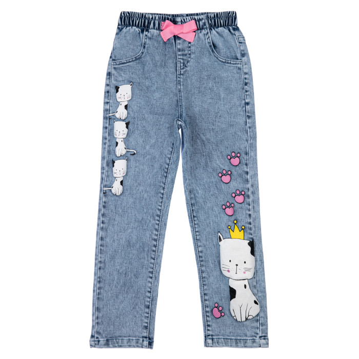 цена Брюки и джинсы Playtoday Брюки джинсовые для девочек Funny cats kids girls