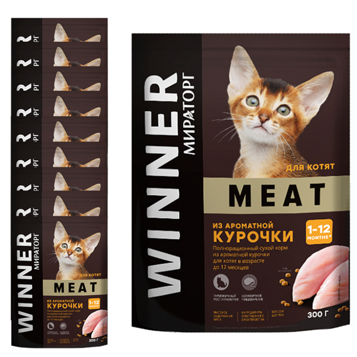 Мираторг Сухой корм для котят до 12 мес. из ароматной курочки 300 г 10 шт. 1010017064 - фото 1