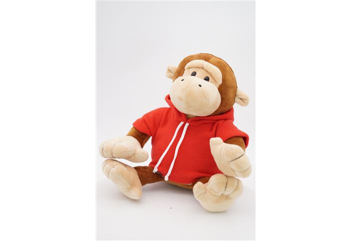 Мягкая игрушка Unaky Soft Toy Обезьянка Леся в красной флисовой толстовке 28 см 0591523-16