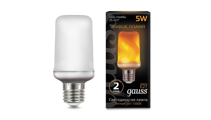 

Светильник Gauss Лампа LED T65 Flame 5W E27 20-80 Lm 1500K, Лампа LED T65 Flame 5W E27 20-80 Lm 1500K