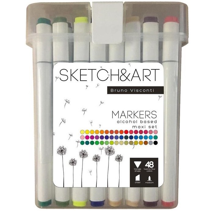 

Sketch&Art Набор маркеров двухсторонних Макси 48 цветов, Набор маркеров двухсторонних Макси 48 цветов