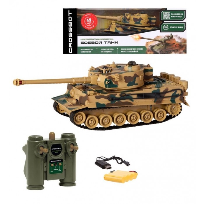 Crossbot Танк Tiger на радиоуправлении crossbot танковый бой т34 abrams m1a2 на радиоуправлении