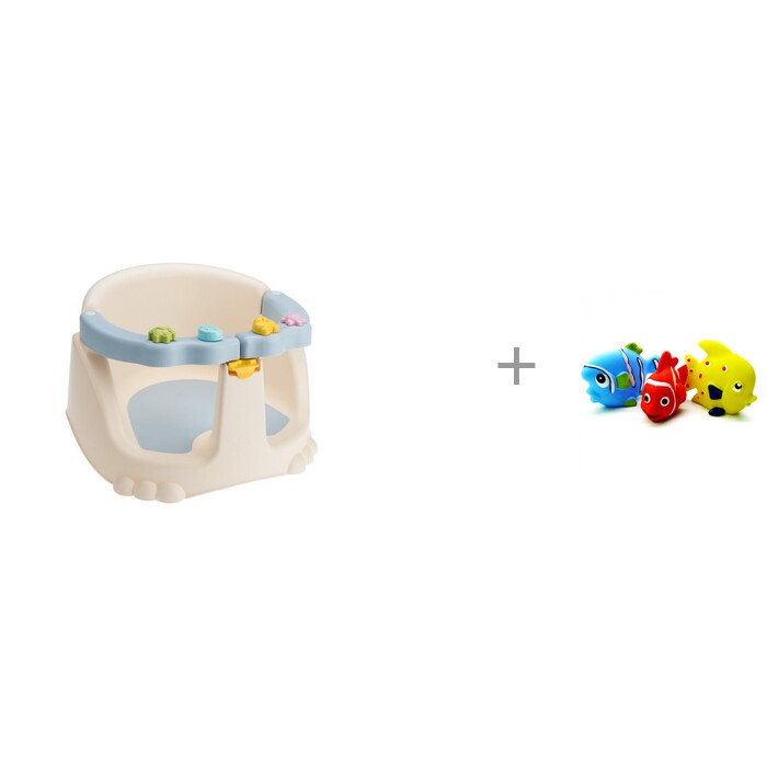 Kidfinity Сиденье для купания и игрушки для ванны Жирафики Морские рыбки