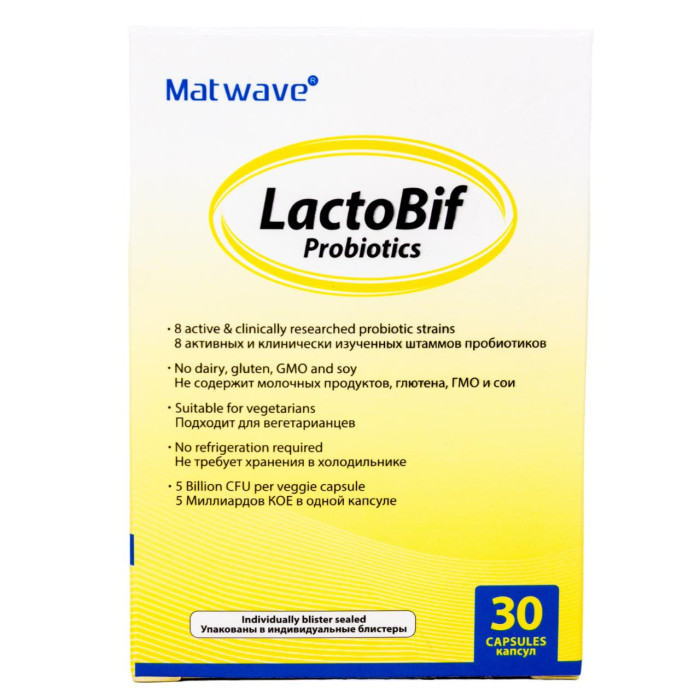 

Matwave Пробиотики LactoBif Probiotics лактобиф 5 млрд КОЕ 30 капсул, Пробиотики LactoBif Probiotics лактобиф 5 млрд КОЕ 30 капсул