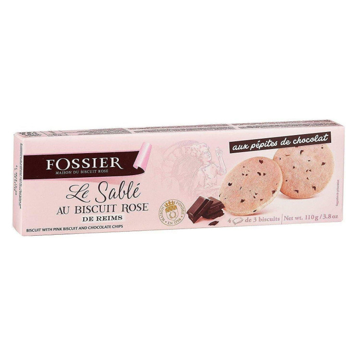 Fossier Печенье розовый бисквит с кусочками шоколада 110 г