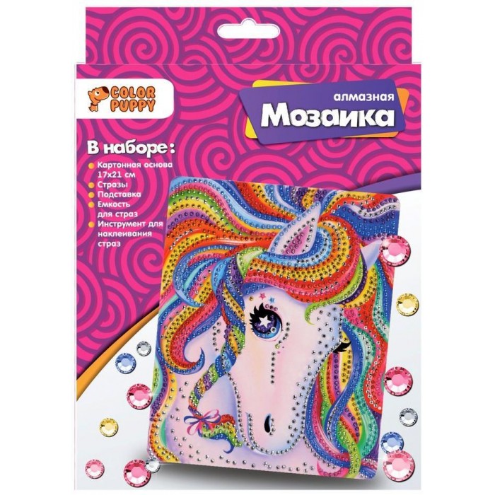 Color Puppy Алмазная мозаика Радужная лошадка