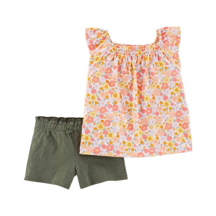 Комплекты детской одежды Carter's Комплект для девочки 2 предмета (топ, шорты) комплекты детской одежды папитто комплект утепленный 2 предмета
