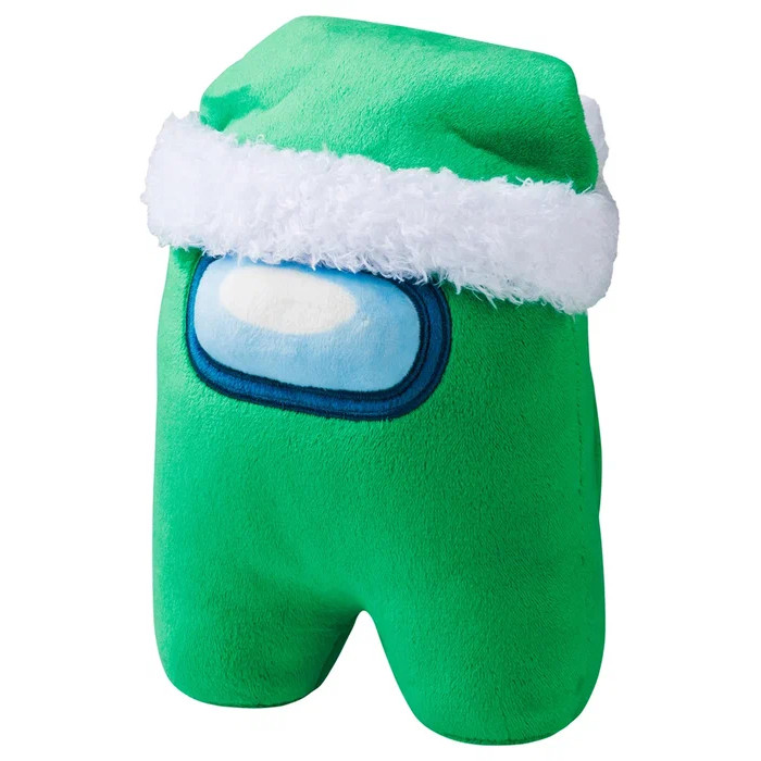 Мягкая игрушка Among Us 3 серия в зеленой шапке 13 см