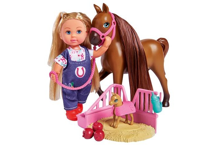 Куклы и одежда для кукол Simba Кукла Еви с беременной лошадкой 12 см жеребенок