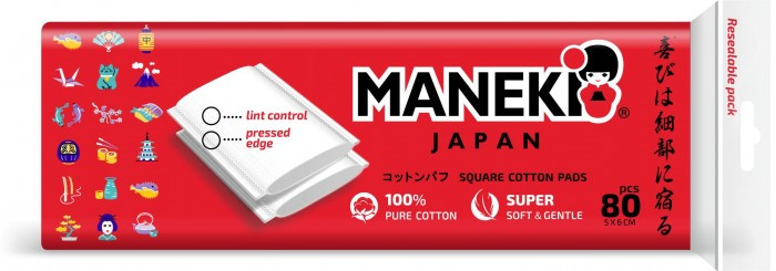Maneki Подушечки ватные Square cotton pads прямоугольные с пресс-линиями 80 шт. 5 упаковок  1455503