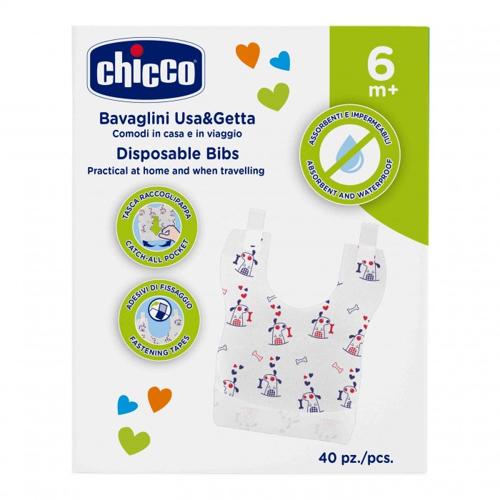 Нагрудники Chicco одноразовый 40 шт. 67440.01 одежда для беременных chicco трусы послеродовые одноразовые 4 шт