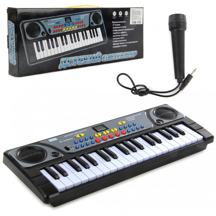 Музыкальный инструмент Veld CO Синтезатор электронный 37 клавиш с микрофоном