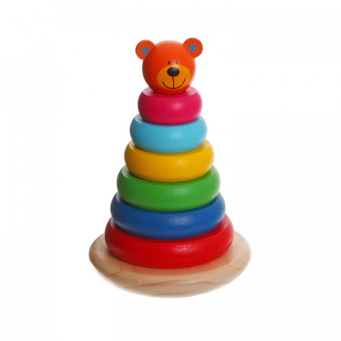 цена Деревянные игрушки Bondibon Игровой набор пирамида Мишка