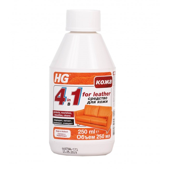 Бытовая химия HG Средство для кожи 4 в 1 0.25 л бытовая химия hg средство для мытья и придания блеска ламинату 1 л