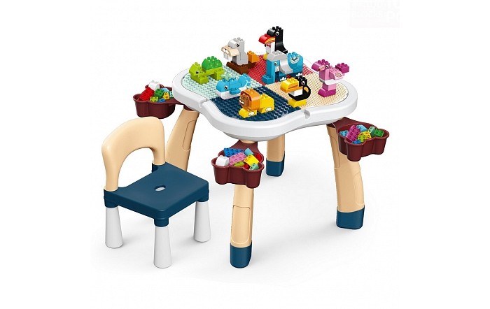 Конструкторы Pituso Комплект стола и стула для игры с конструктором 47х47х46,5 см фото