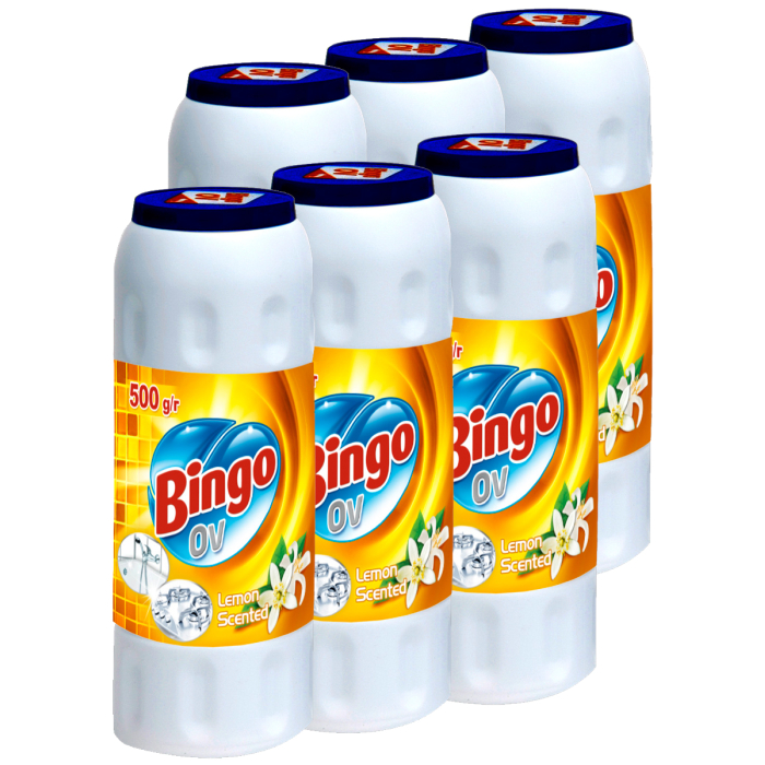 

Bingo Чистящий порошок OV с ароматом Лимона 500 г 6 шт., Чистящий порошок OV с ароматом Лимона 500 г 6 шт.