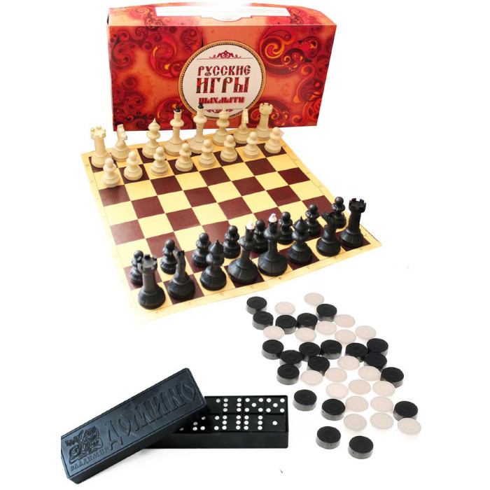 

ВладСпортПром Набор Русские игры Шахматы Шашки и Домино, Набор Русские игры Шахматы Шашки и Домино