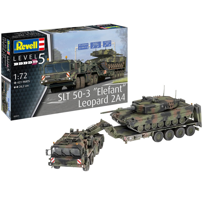 Revell Немецкий тяжелый танковый транспортер SLT 50-3 Elefant + Leopard 2A4